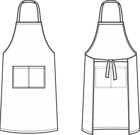 Work apron. Front and back. Fashion CAD.のイラスト素材