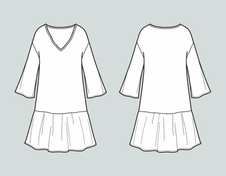 Womans long dress with long sleeve.のイラスト素材
