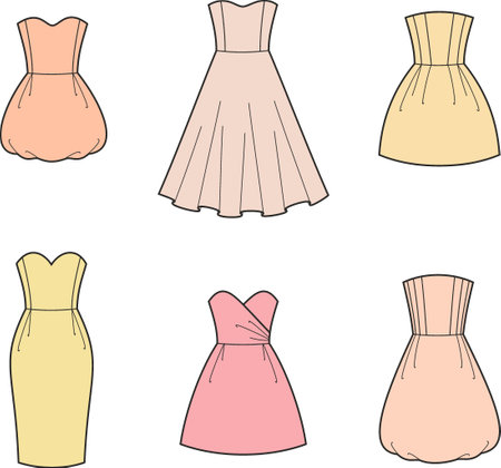 Womans flared dress set. Fashion CAD.のイラスト素材