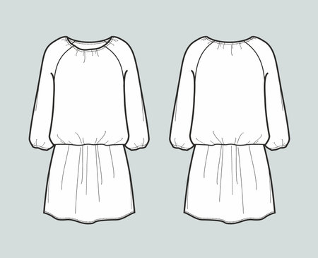Womans summer long sleeve dress or tunicのイラスト素材
