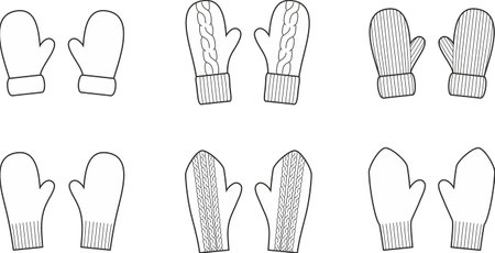 Set of knitted winter mittens.のイラスト素材