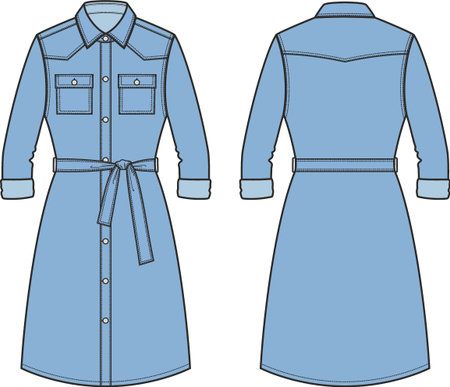 Womans jean long sleeve dress.のイラスト素材