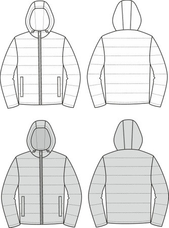 Quilted warm jacket with hood.のイラスト素材