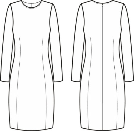 Womans classic long sleeve dress.のイラスト素材
