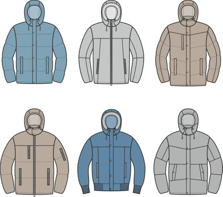 Mens winter quilted down jacket.のイラスト素材
