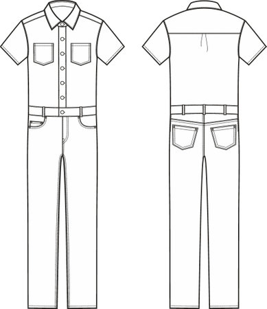 Mens coverall jumpsuit. Fashion CAD.のイラスト素材