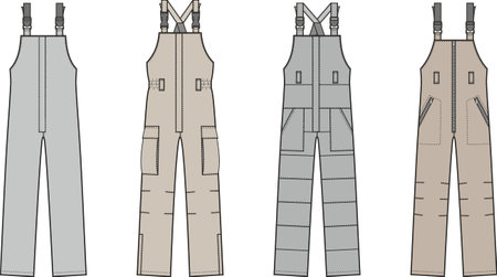 Mens work overall jumpsuit. Fashion CAD.のイラスト素材
