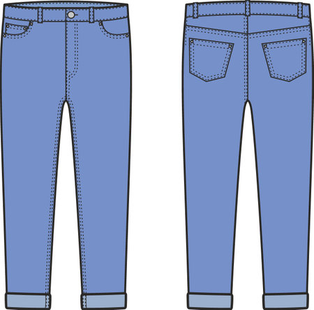 Denim pants. Front and back.のイラスト素材