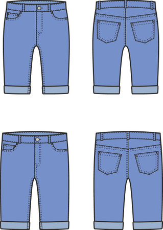 Mens and womens denim shorts. Fashion CAD.のイラスト素材