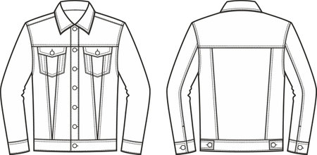 Mens jean jacket. Fashion CAD.のイラスト素材