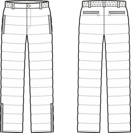 Womens down pants. Front and back.のイラスト素材
