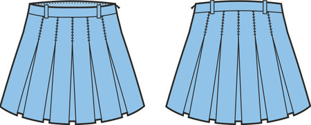 Womens pleated mini skirt. Fashion CAD.のイラスト素材