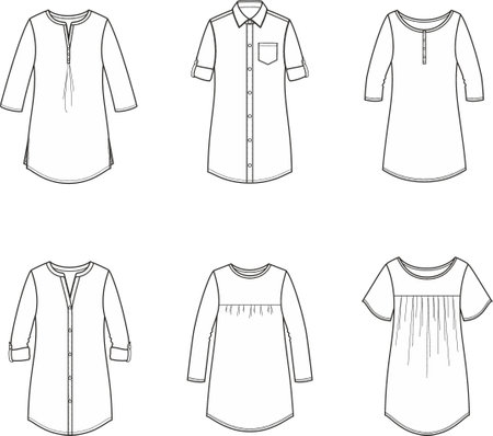 Womens tunic set. Fashion CAD.のイラスト素材