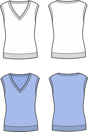 Womens knitted vest. Front and back.のイラスト素材