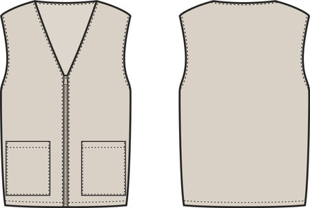 Quilted zip up vest. Front and back.のイラスト素材