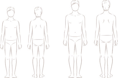 Teenager figure. Front and back.のイラスト素材