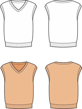 Mens knitted vest. Front and back.のイラスト素材