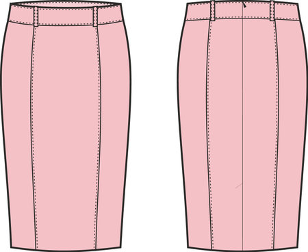 Womens pencil skirt. Fashion CAD.のイラスト素材