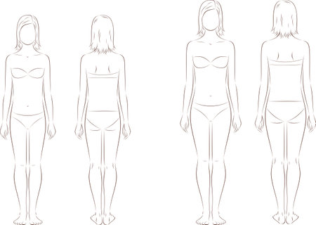 Teenager figure. Front and back.のイラスト素材