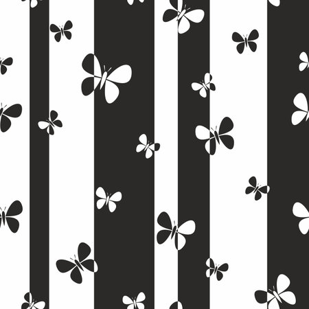 Seamless black and white butterfly pattern.のイラスト素材