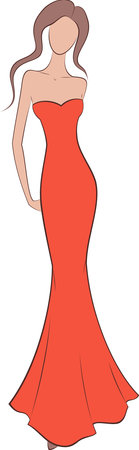 Female figure in long evening dress.のイラスト素材