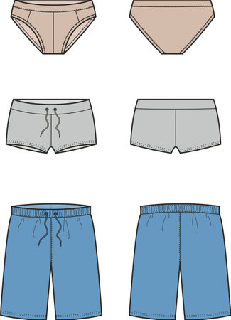 Mens swimming trunks and shorts.のイラスト素材