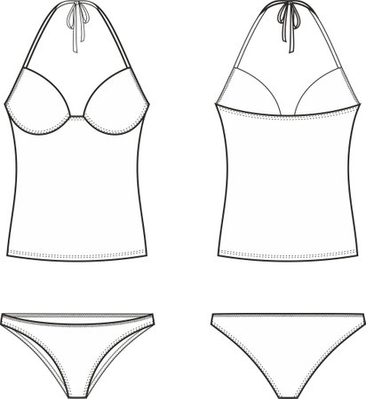 Womens tankini swimsuit. Top and panties.のイラスト素材