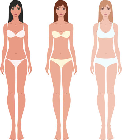 Womens fashion croquis template. Vector.のイラスト素材