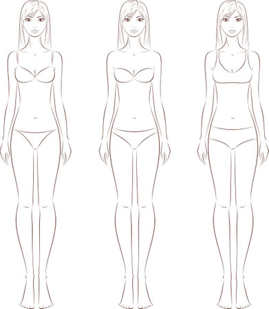 Womens fashion croquis template. Vector.のイラスト素材