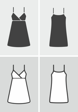 Womens strap mini dress icon on a background. Vector illustration.のイラスト素材