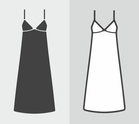 Women's strap long dress icon on a background. Vector illustration.のイラスト素材