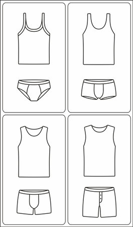 Men's underwear. Tank top and boxer pants. Clothes line icon. Vector illustration.のイラスト素材