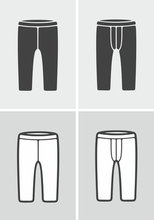 Women's and men's short leggings or bike pants. Clothes icon on a background. Vector illustration.のイラスト素材