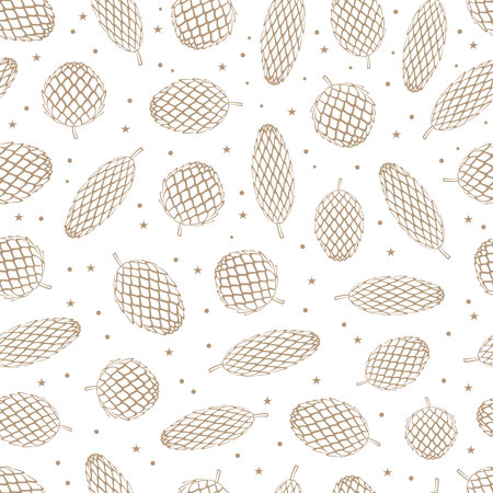 Seamless pattern with Christmas cones. Festive background. Happy New Year vector illustration.のイラスト素材