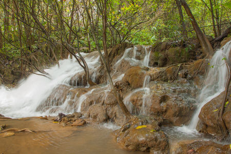 Deep Forest beautiful waterfall at Thi Lor Sue, Tak, Thailandの写真素材