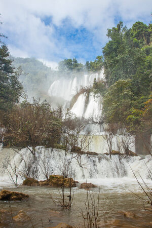 Deep Forest beautiful waterfall at Thi Lor Sue, Tak, Thailandの写真素材