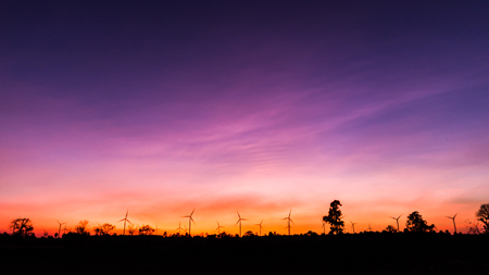 beautiful wind turbines generating electricity, in Huai Bong district, Thailandの写真素材
