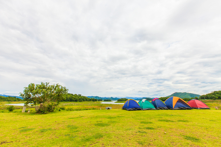 Camping in natural parkの写真素材