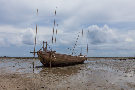wooden fisherman boatの写真素材