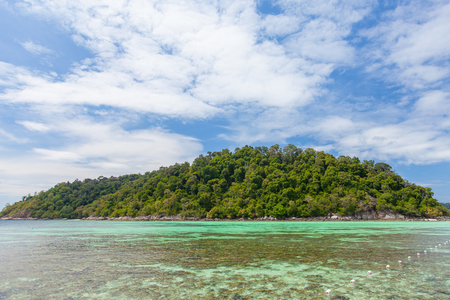 Beautiful seascape and beach and island in Andaman sea of thailandの写真素材