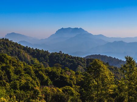 Forest and view from high mountain in Northern of thailand, chiang mai, thailandの写真素材