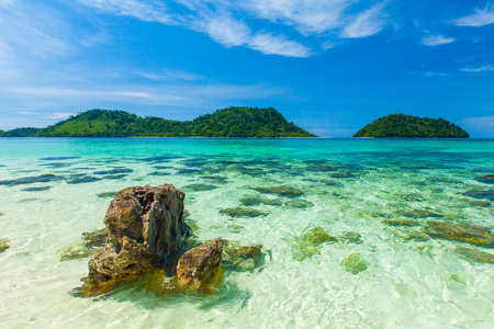 beautiful sea island in blue sky of Andamanの写真素材