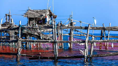 Fisherman house in seaの写真素材
