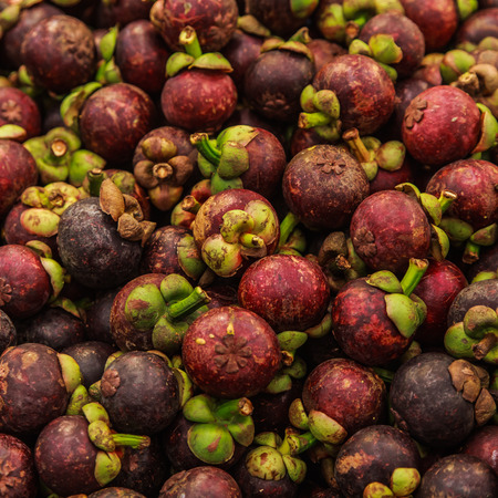 Mangosteen in fresh marketの写真素材