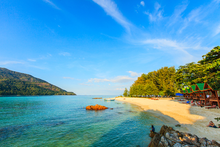 Beautiful Tropical sea and beach and blue skyの写真素材