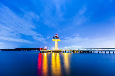 beautiful lighthouse in gulf of thailandの写真素材