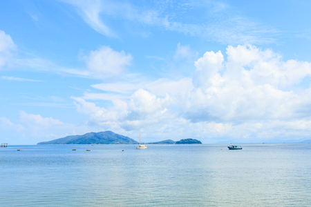 Beautiful blue sea and sky and islandの写真素材