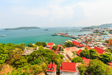 Aerial view on Si-Chang island villageの写真素材