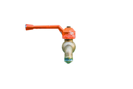 Old water tap isolated on white backgroundの写真素材