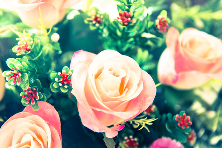 valentine day background. retro bouquet rose decorの写真素材